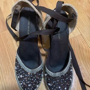 Montego Bay Brown Beaded Wedges size 7